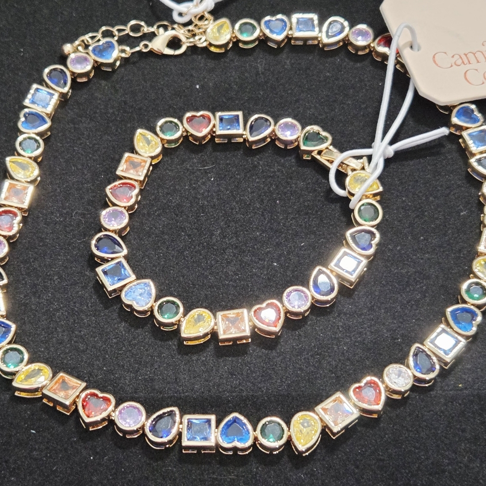 NWT Camila Coelho Tennis Bracelet And Necklace Set